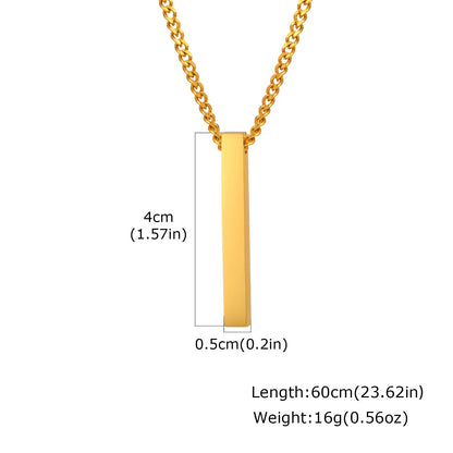 Waterproof Pillar Necklaces for Men Women Stainless Steel