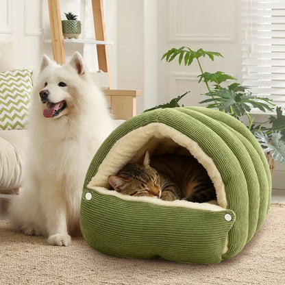 Heated Cat Bed Winter Warm Plush House