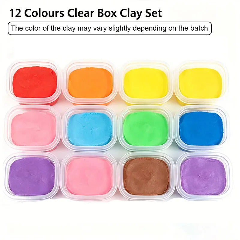 12 Colors Kids Playdough Set Clear Cup Safe Clay Dough