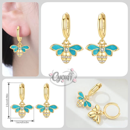 New 925 Sterling Silver 18K Gold Plated Cherry Blossom Butterfly