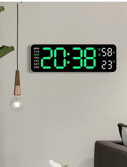 Large Digital Wall Clock Temperature and Humidity
