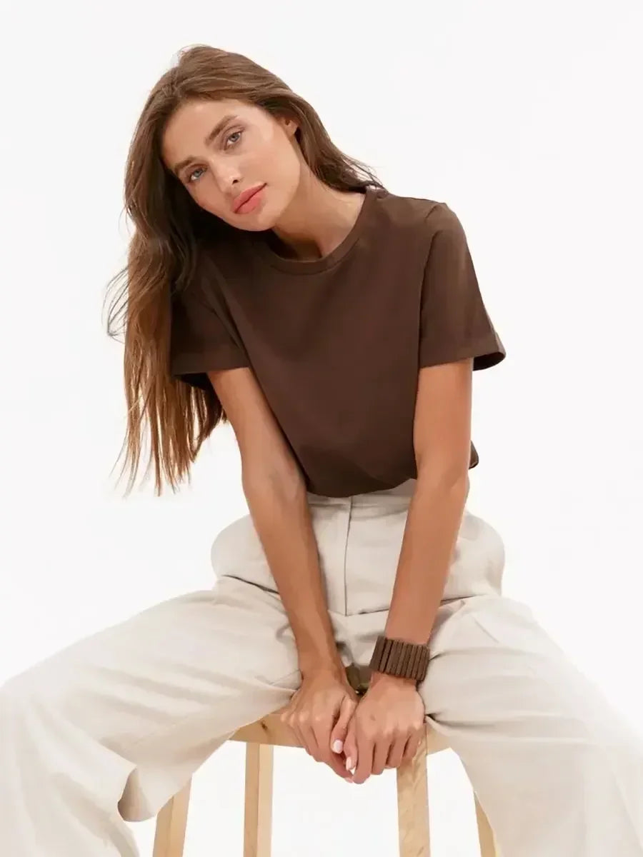 Bornladies Summer 100% Cotton Women's T-shirt Bottoming Tops