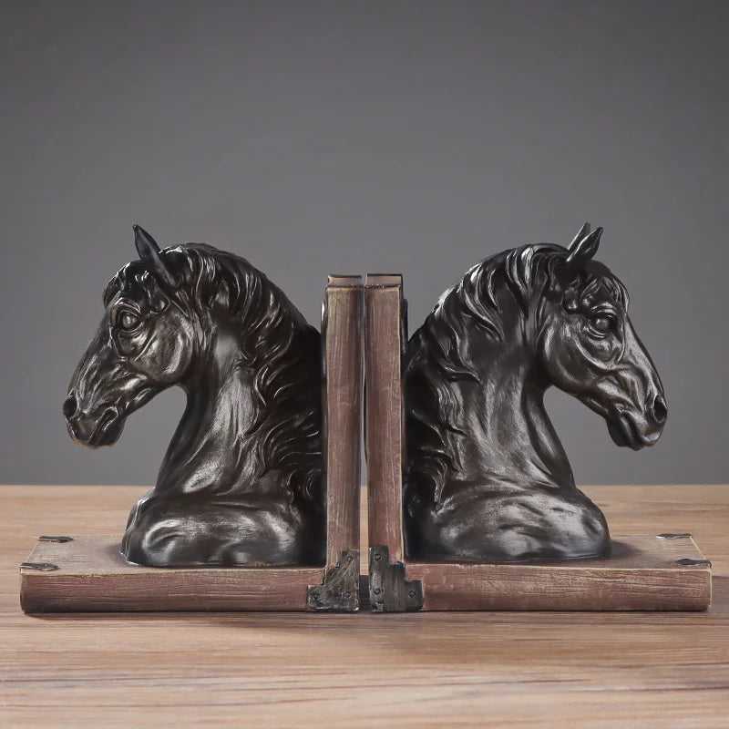 European Retro Horse Head Bookstopper Shelf Decor