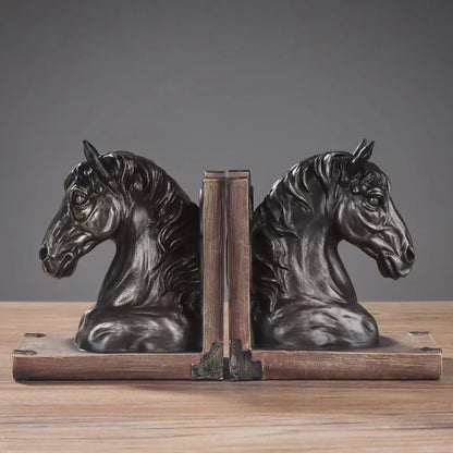 European Retro Horse Head Bookstopper Shelf Decor