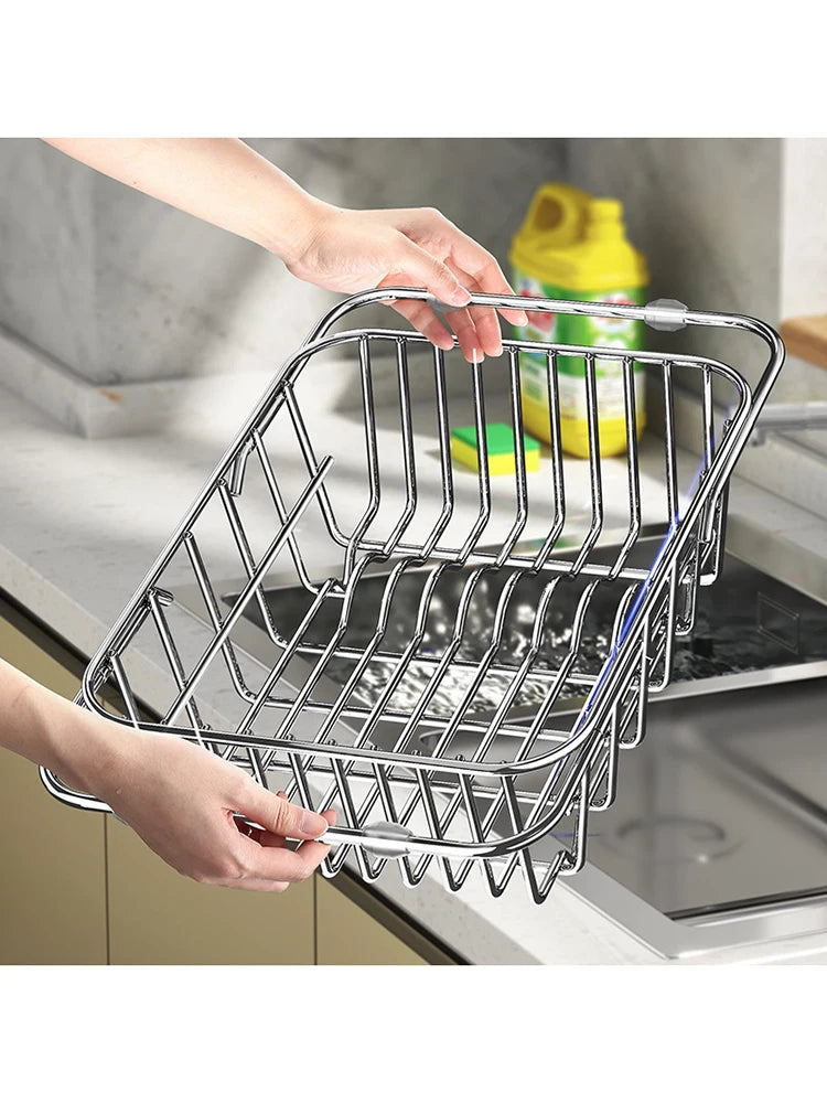 Stainless Steel Telescopic Sink Drain Rack Non-Slip Dish