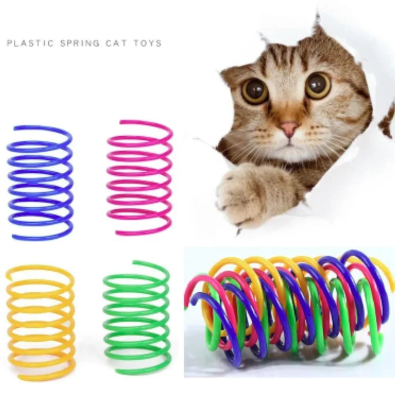 4/200Pcs Interactive Cat Spring Toy Spiral Colors