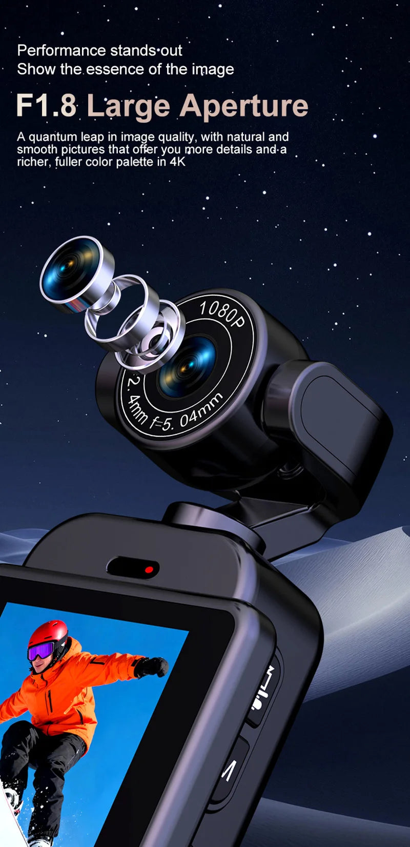 Lenovo 360° Handheld Chest Mount Action Cam 1080P HD