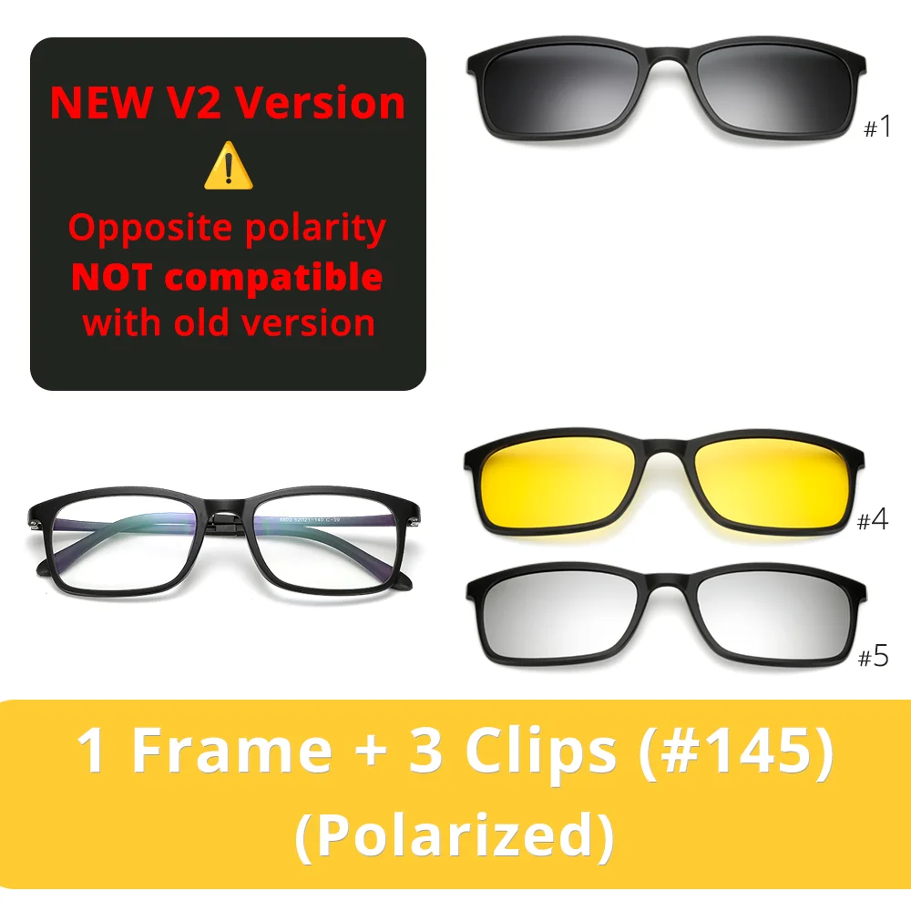 5 In 1 Magnetic Clip On Glasses TR90 Optical Eyeglass