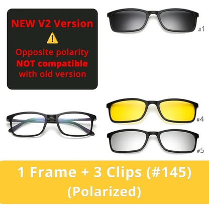 5 In 1 Magnetic Clip On Glasses TR90 Optical Eyeglass