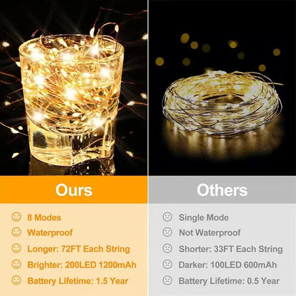 8 Modes Outdoor Solar Fairy Lights LED Copper Wire Lights