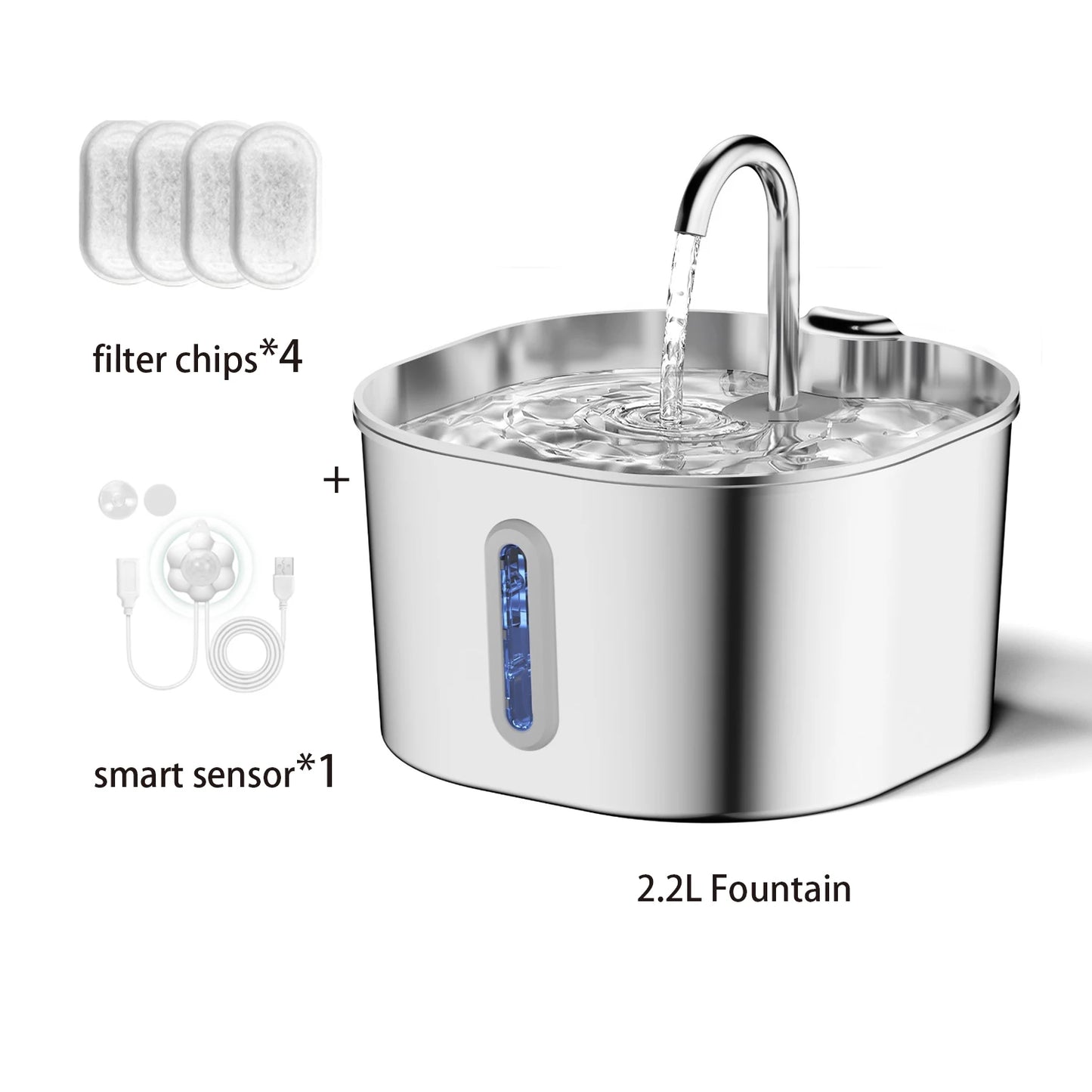 Automatic Cat Water Fountain Square Stainless Steel