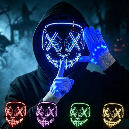 Wireless LED Neon Purge Mask & Fiber Optic Gloves