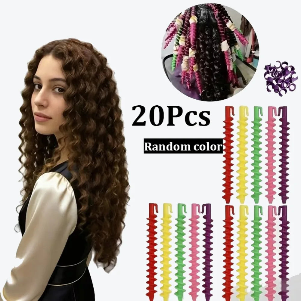 Set Heatless Curls Mixed Color Spiral Hair Styling Tools