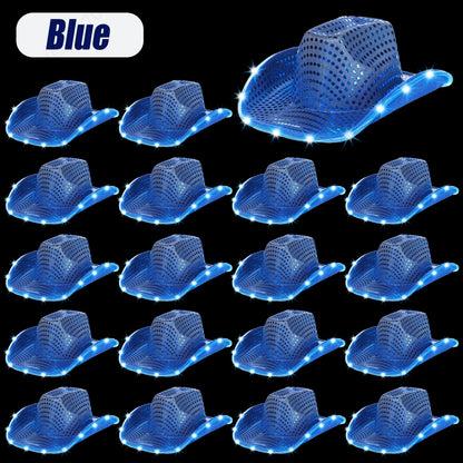 LED Cowboy Hats Bulk for Wedding Lighting up Party Hats