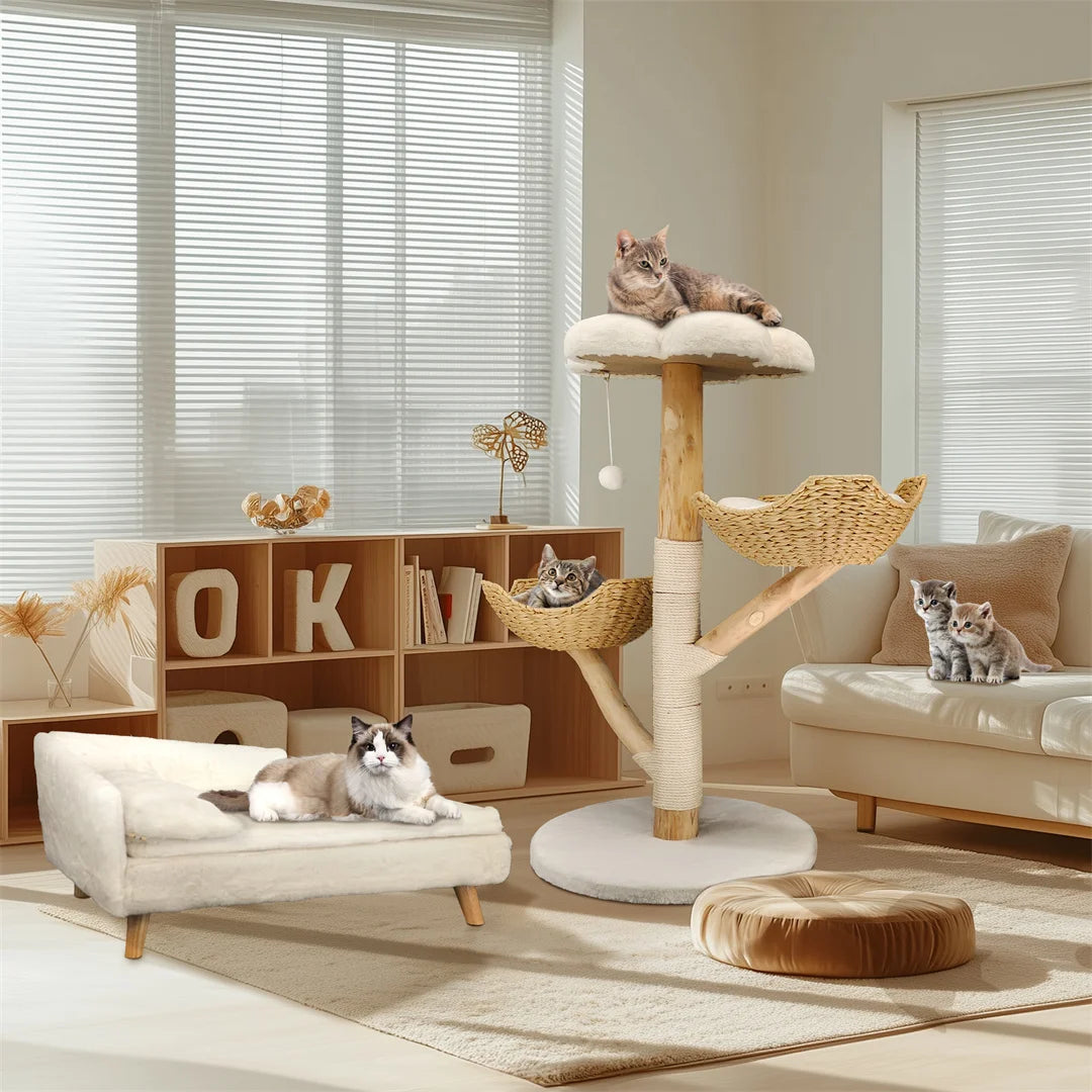 Modern Cat Furniture Climbing Tree Solid Wood