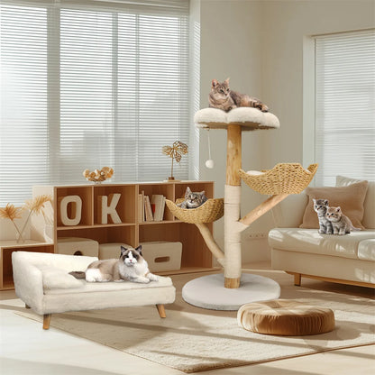 Modern Cat Furniture Climbing Tree Solid Wood