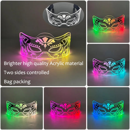 New Acrylic Luminous Glowing Cyberpunk Glasses LED Light