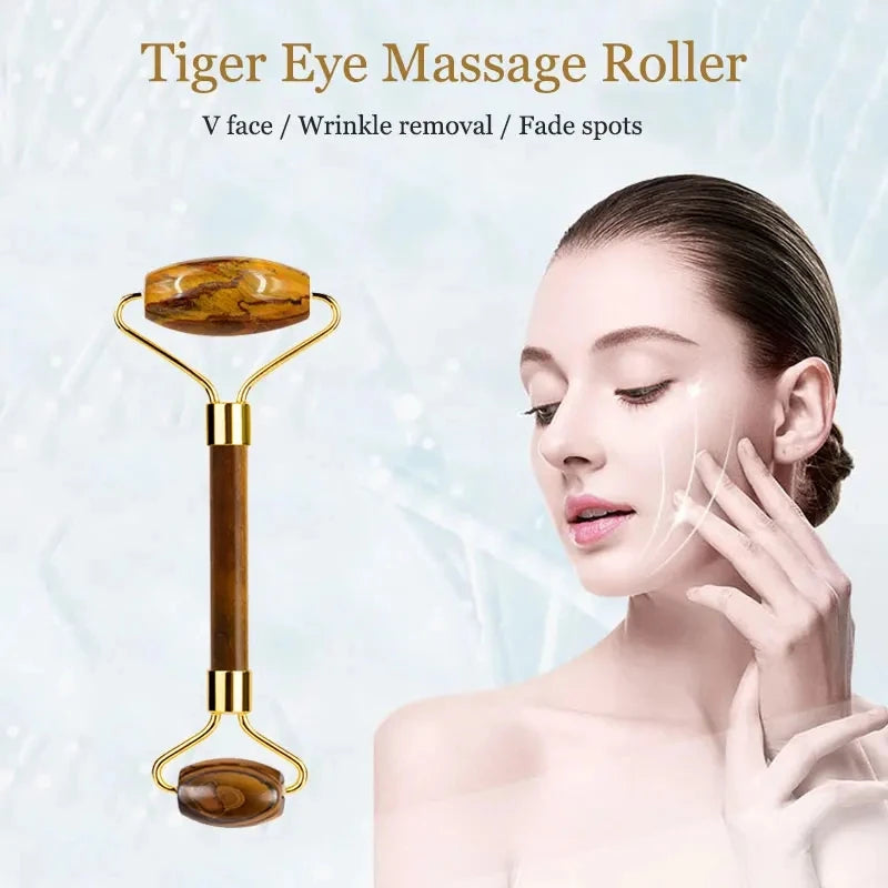 Rose Quartz Natural Jade Roller Massager Guasha Set