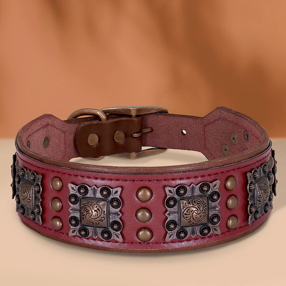 Genuine Leather Dog Collar 2inch Wide Dog Collars