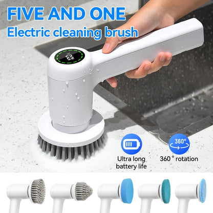Electric Cleaning Brush 5 In 1 Electric Spin Cleaning Scrubber