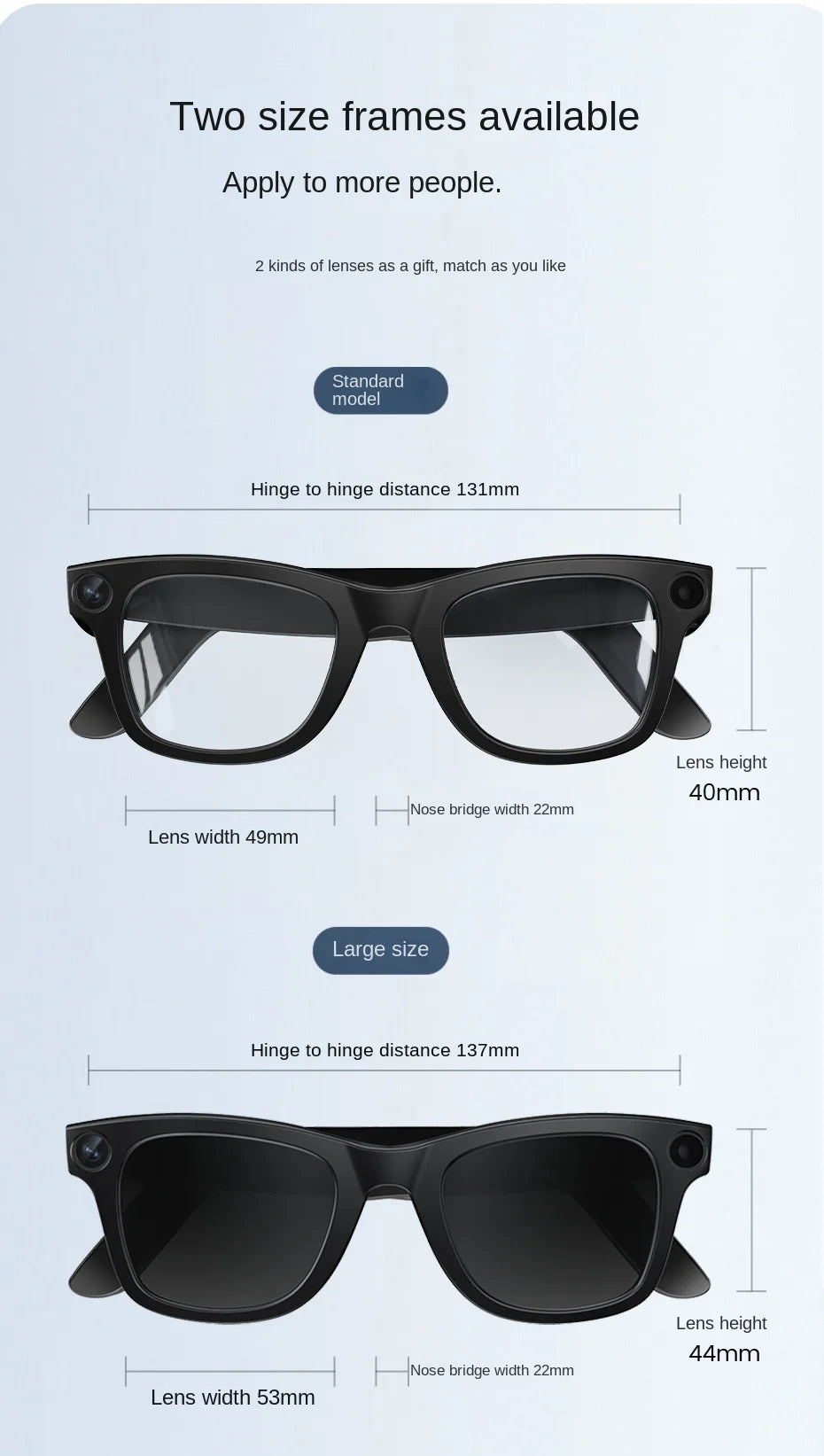 Smart Glasses AR AI Translation 4K Camera Bluetooth Call Touch Control