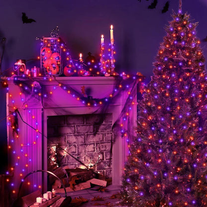 Halloween Lights LED Purple Orange String Light Fairy