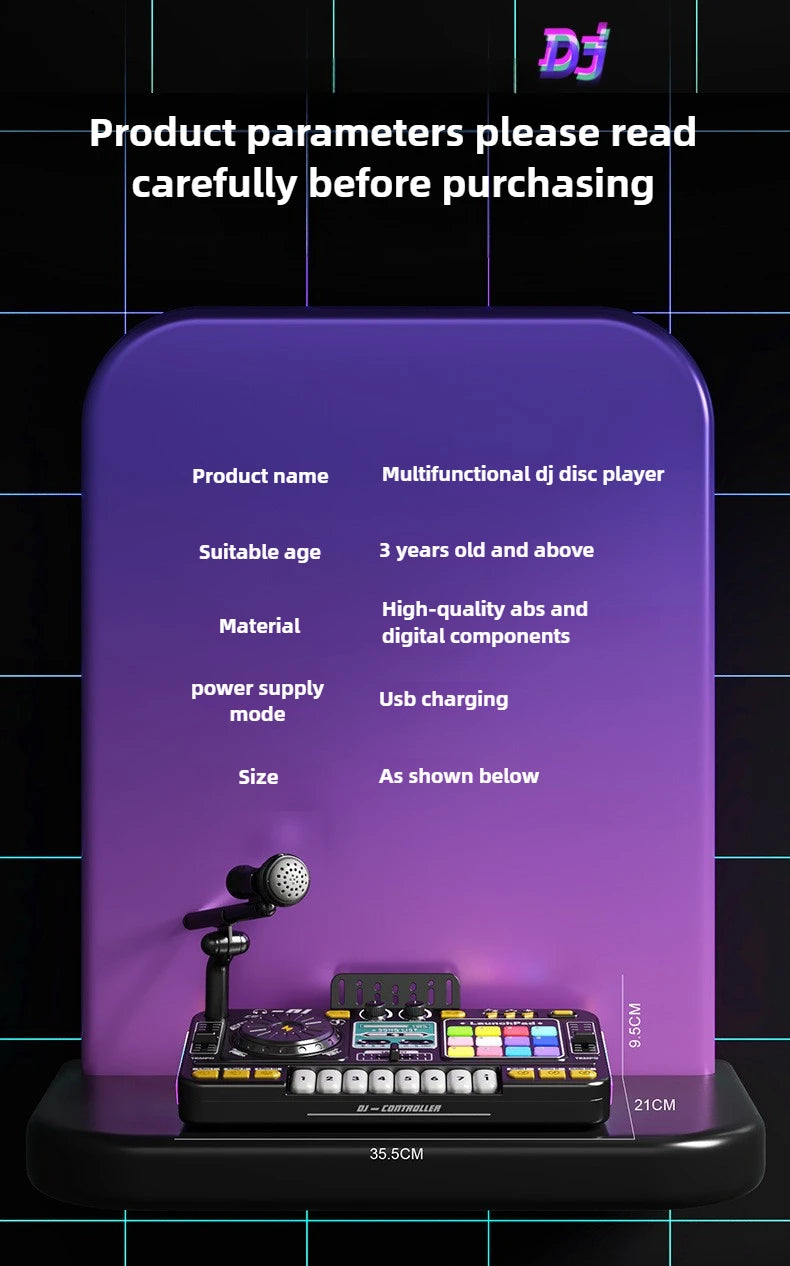 Kids Simulation DJ Mixer Controller Toys Multifunctional
