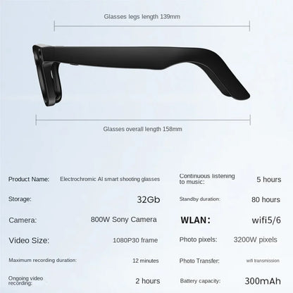 Smart Glasses AR AI Translation 4K Camera Bluetooth Call Touch Control