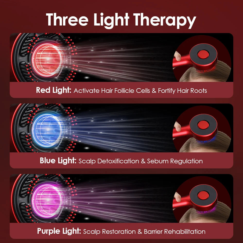 Electric Micro-current Massage Comb Red Light Hair Care