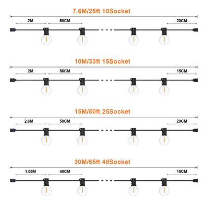 Waterproof G40 String Lights Outdoor Garland Decoration