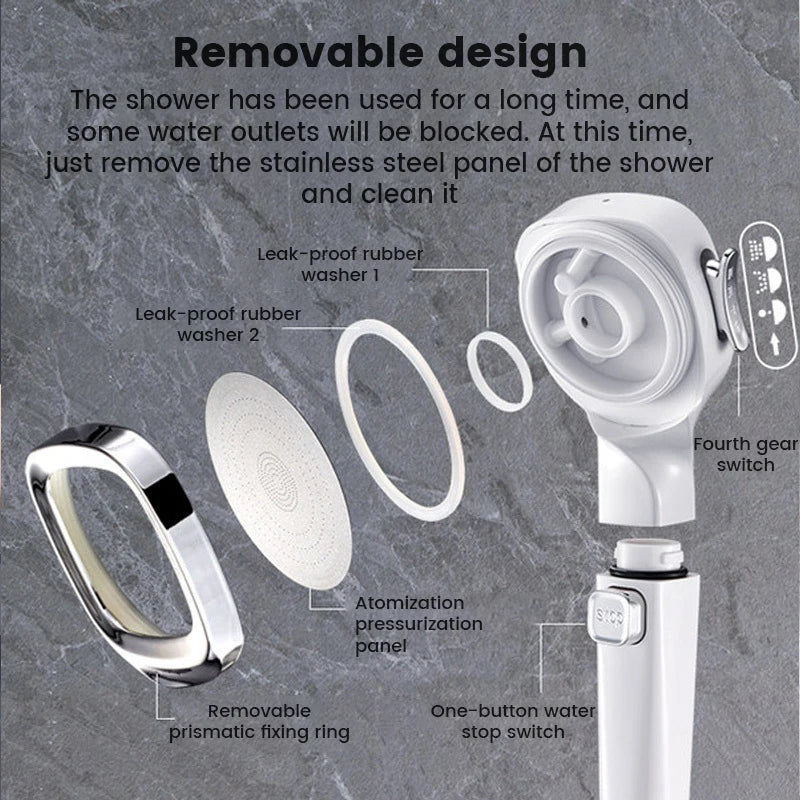 High Pressure Shower Head Water Saving 3 Modes Shower Heads