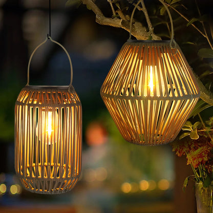 Solar Lantern Hanging Woven Lantern Boho Lamp Lights