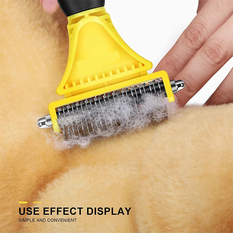 Pets Stainless Steel Grooming Brush Two-Sided Shedding and Dematting Undercoat