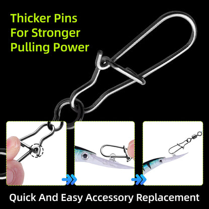 Duo-Lock Snap Swivels 50~200Pcs Fishing Swivel Snap