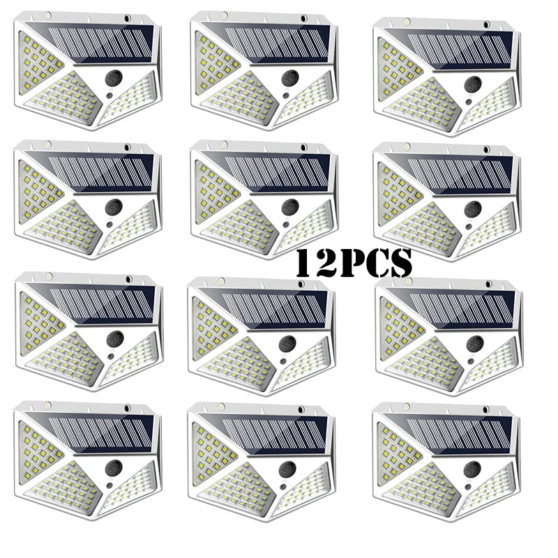 Solar Lights Outdoor 100 LED Wall Lamp Motion Sensor Lights