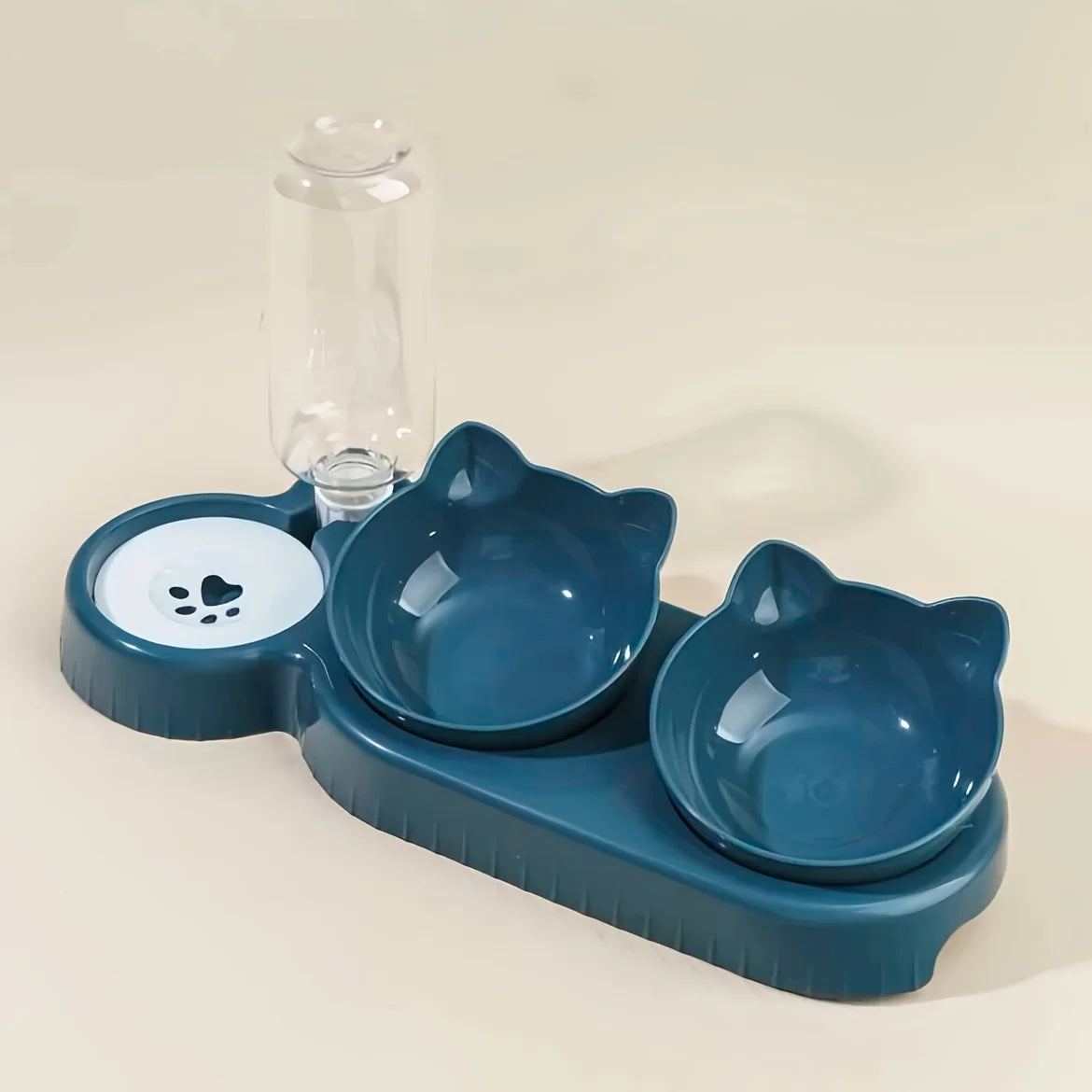 Pet Bowls With Water Feeder 3 In 1 Ear Design Tilted Food Bowl Set