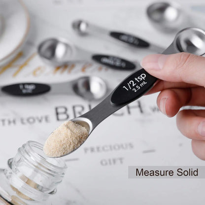 Magnetic Measuring Spoons Set, Dual-Sided Stainless Steel