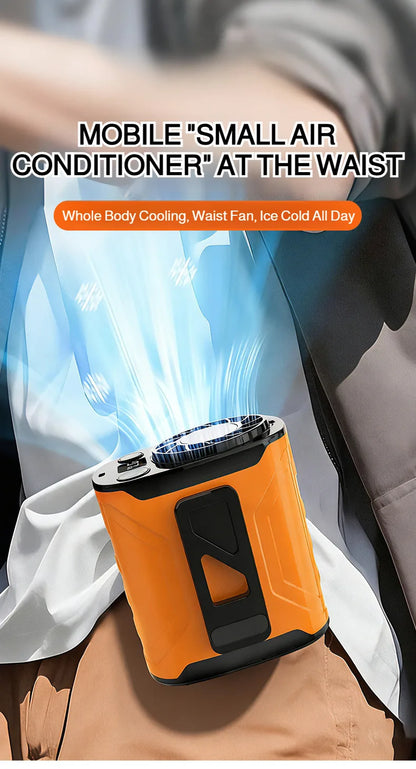 USB Rechargeable Waist-mounted Fan with Strong Light Turbine
