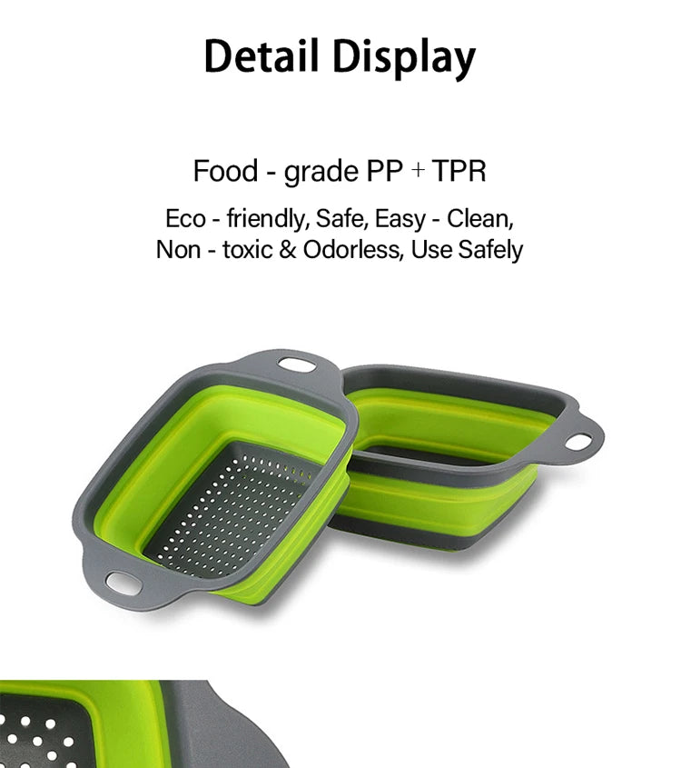 Silicone Folding Drainer Basket Portable Kitchen Strainer