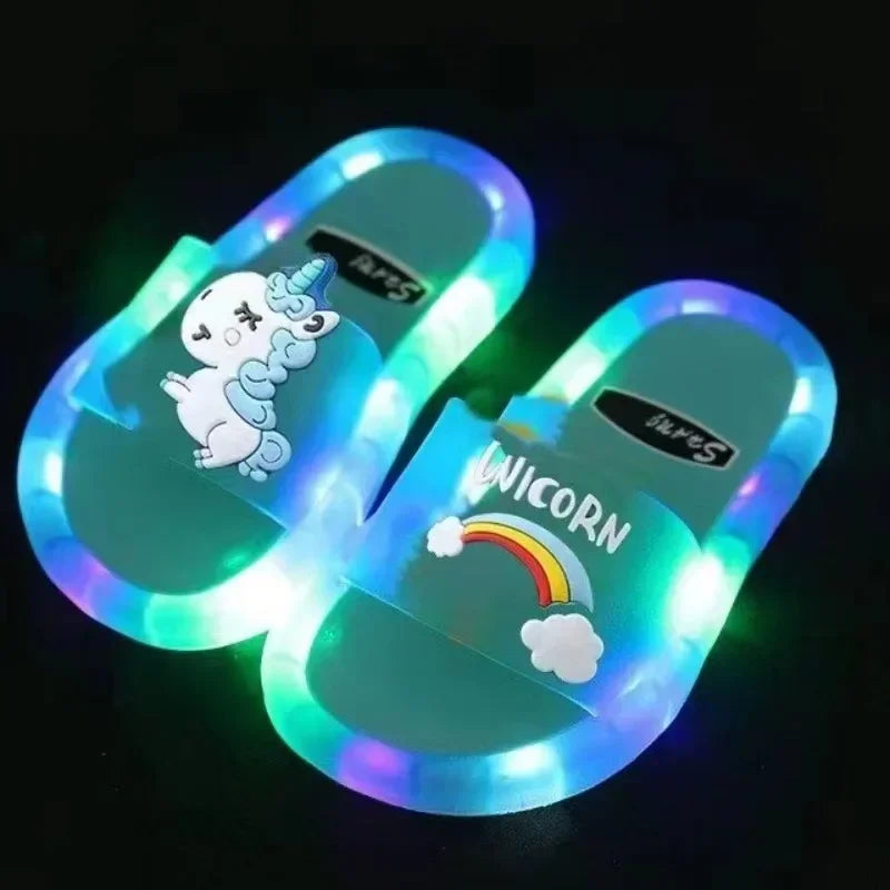 Luminous Children's Slippers Unicorn Crystal Shoes