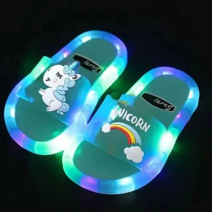 Luminous Children's Slippers Unicorn Crystal Shoes