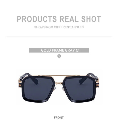 Oversized Steampunk Square Sunglasses Men Big Luxury Brand