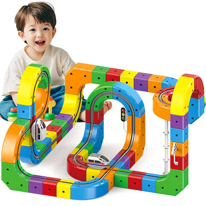 Kids Magnetic Rail Car Cube Toys Educational Toy