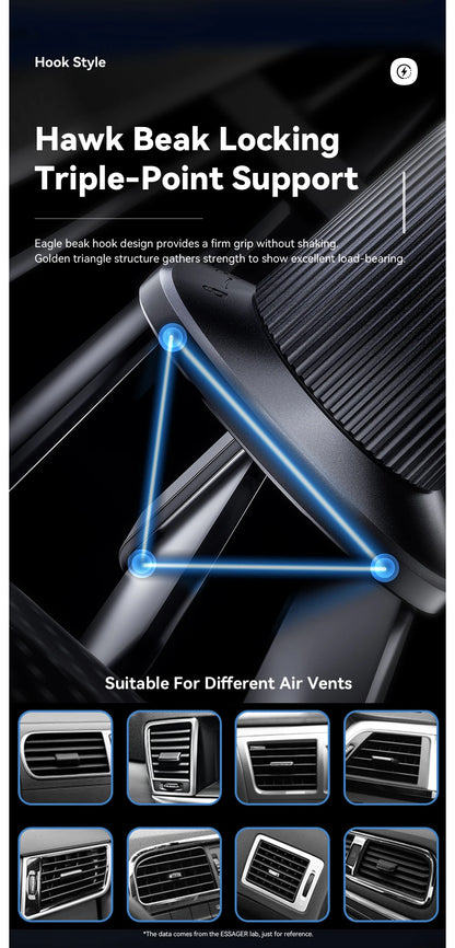 Essager Magnetic Car Phone Holder 15W Wireless Charger Stand