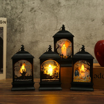 Portable Pumpkin Ghost Castle Lantern Lamp Hanging LED Jack-O-Lanterns