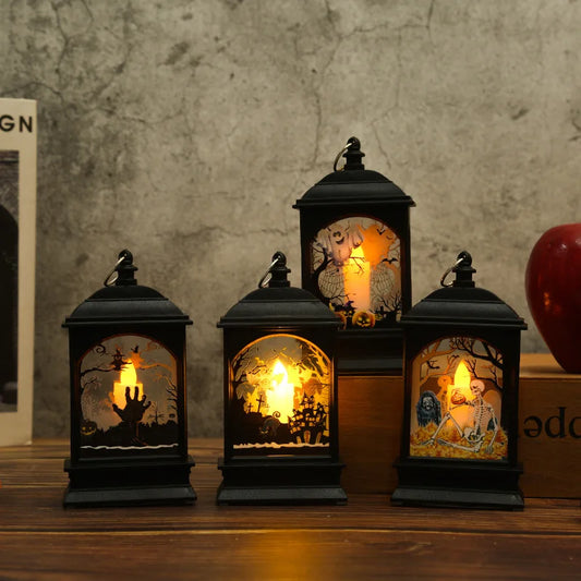 Portable Pumpkin Ghost Castle Lantern Lamp Hanging LED Jack-O-Lanterns