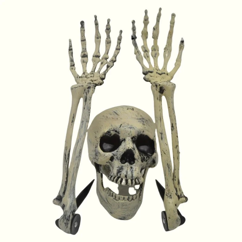 1/6pcs Skeleton Bone Garden Ground Stakes Skull Head & Hand for Halloween