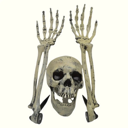 1/6pcs Skeleton Bone Garden Ground Stakes Skull Head & Hand for Halloween