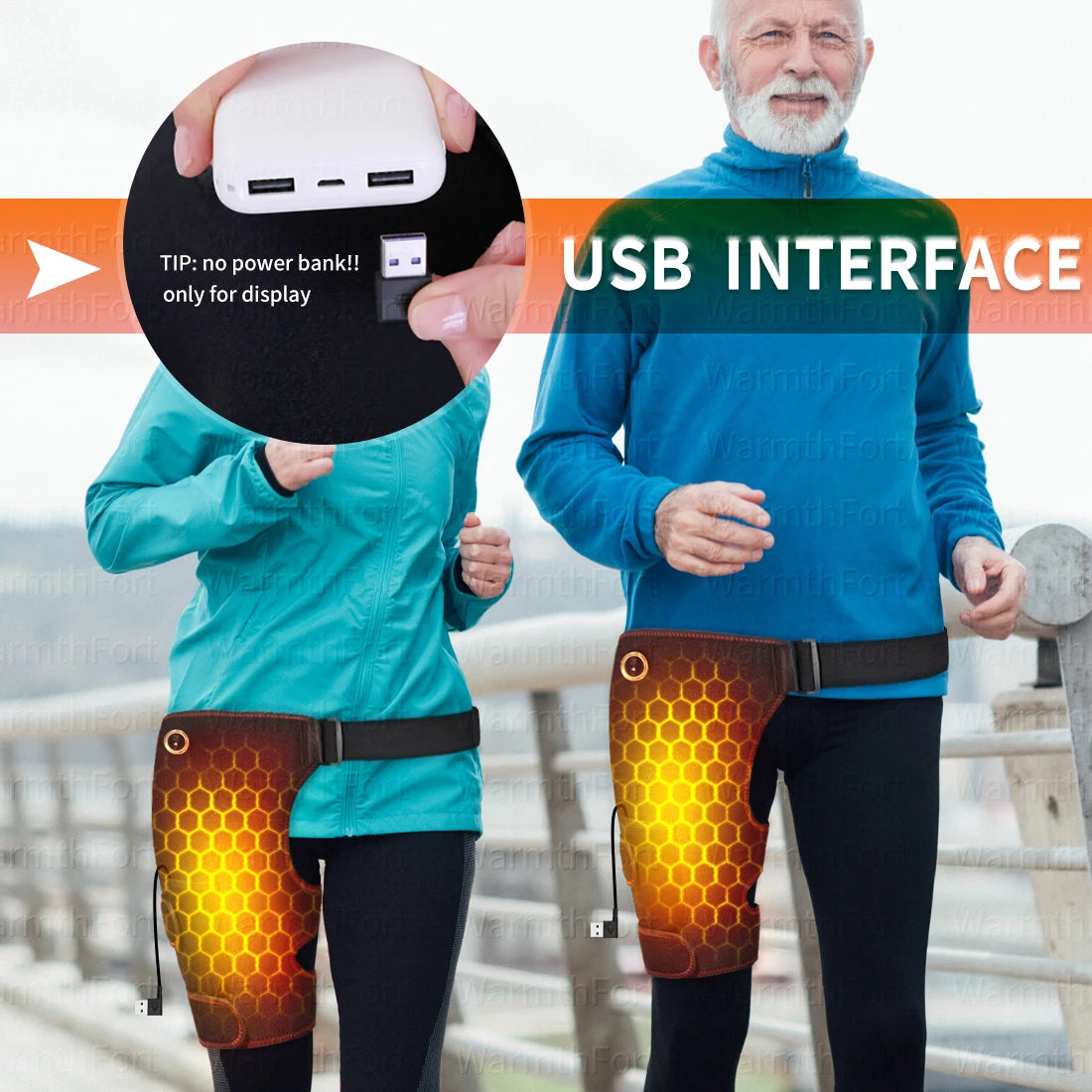 Cordless Heated Hip Support Brace with Massager Relief