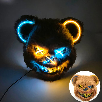 LED Bloody Rabbit Mask Glowing Killer Black Bear Mask Halloween